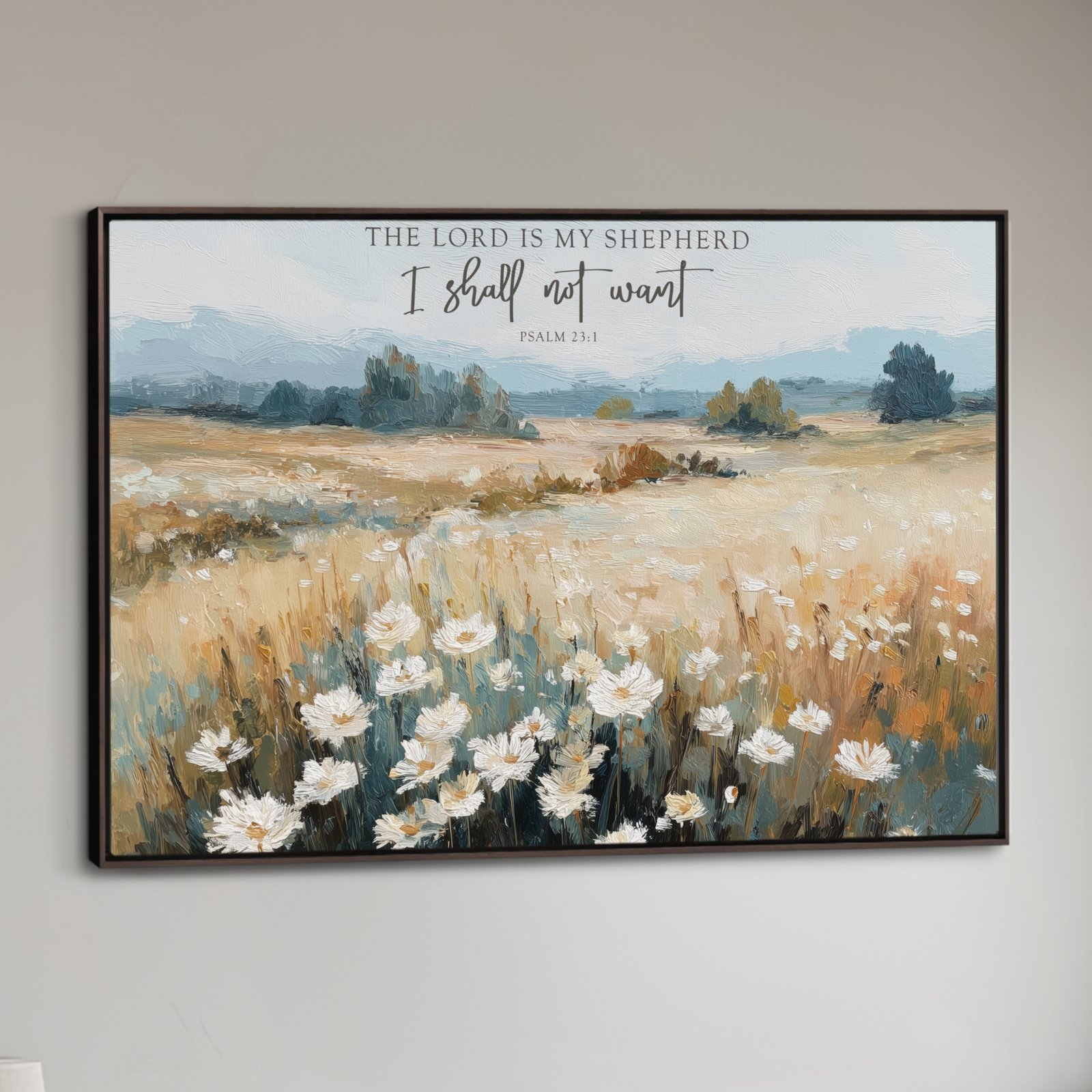 The Lord is my Shepherd, Landscape Field of Wildflowers, Wall Art
