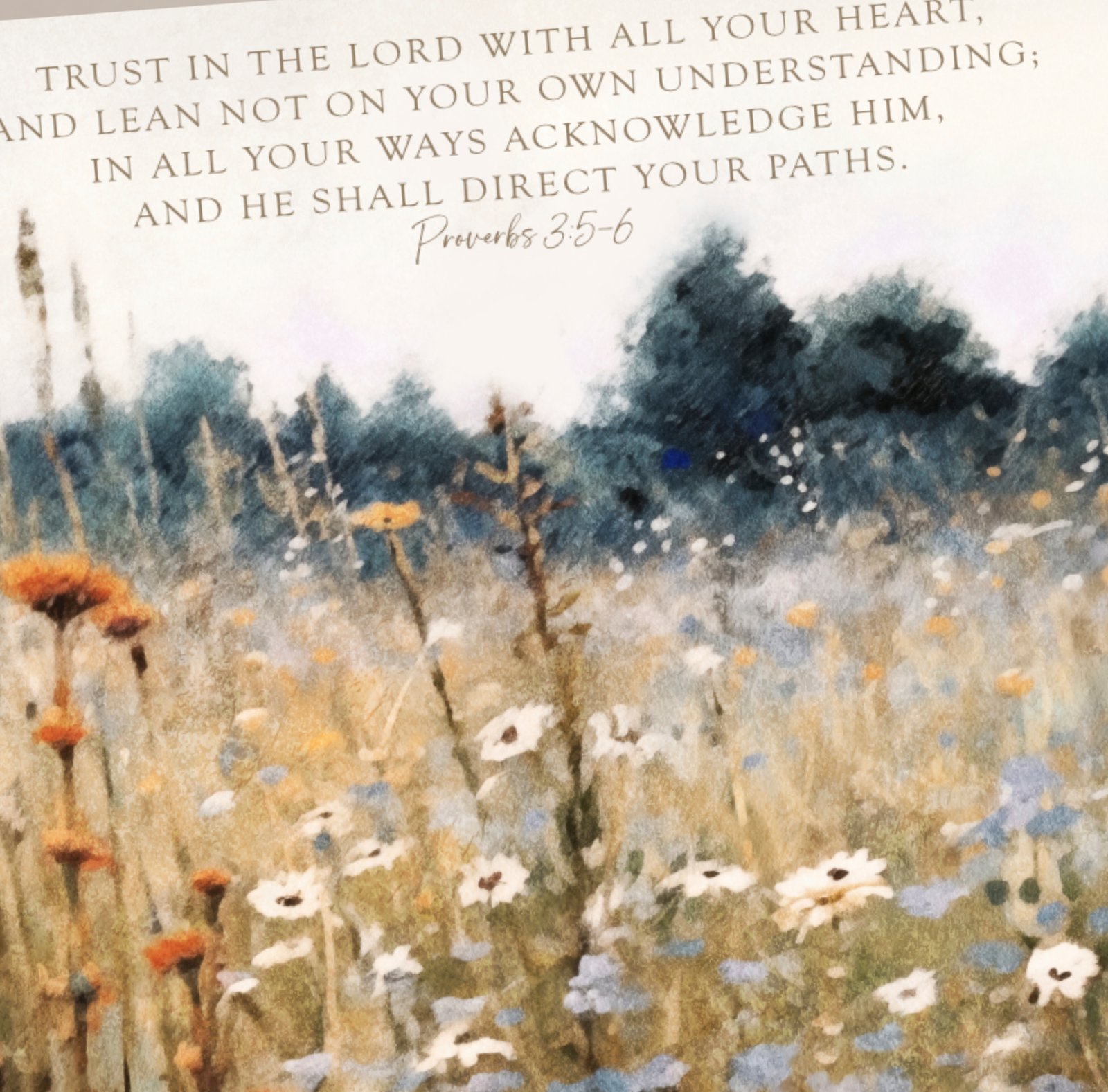 Trust in The Lord, Field of Wildflowers Wall Art, Christian Scripture Proverbs 3 5-6 - Image 4