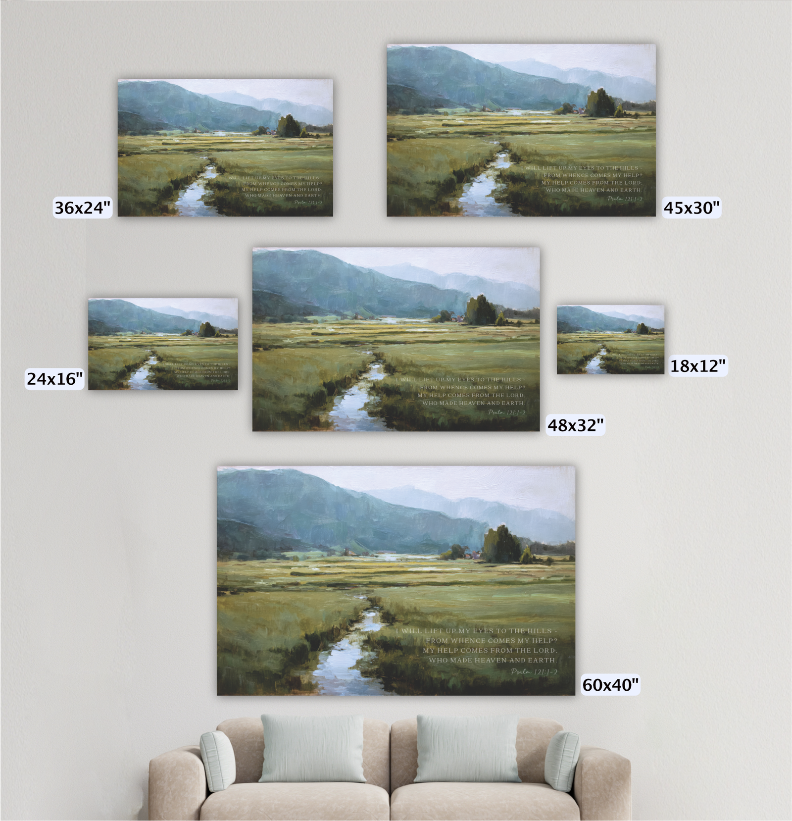 Psalm 121 Framed Art, Pasture Nature Scripture My Help Comes from the Lord - Image 5