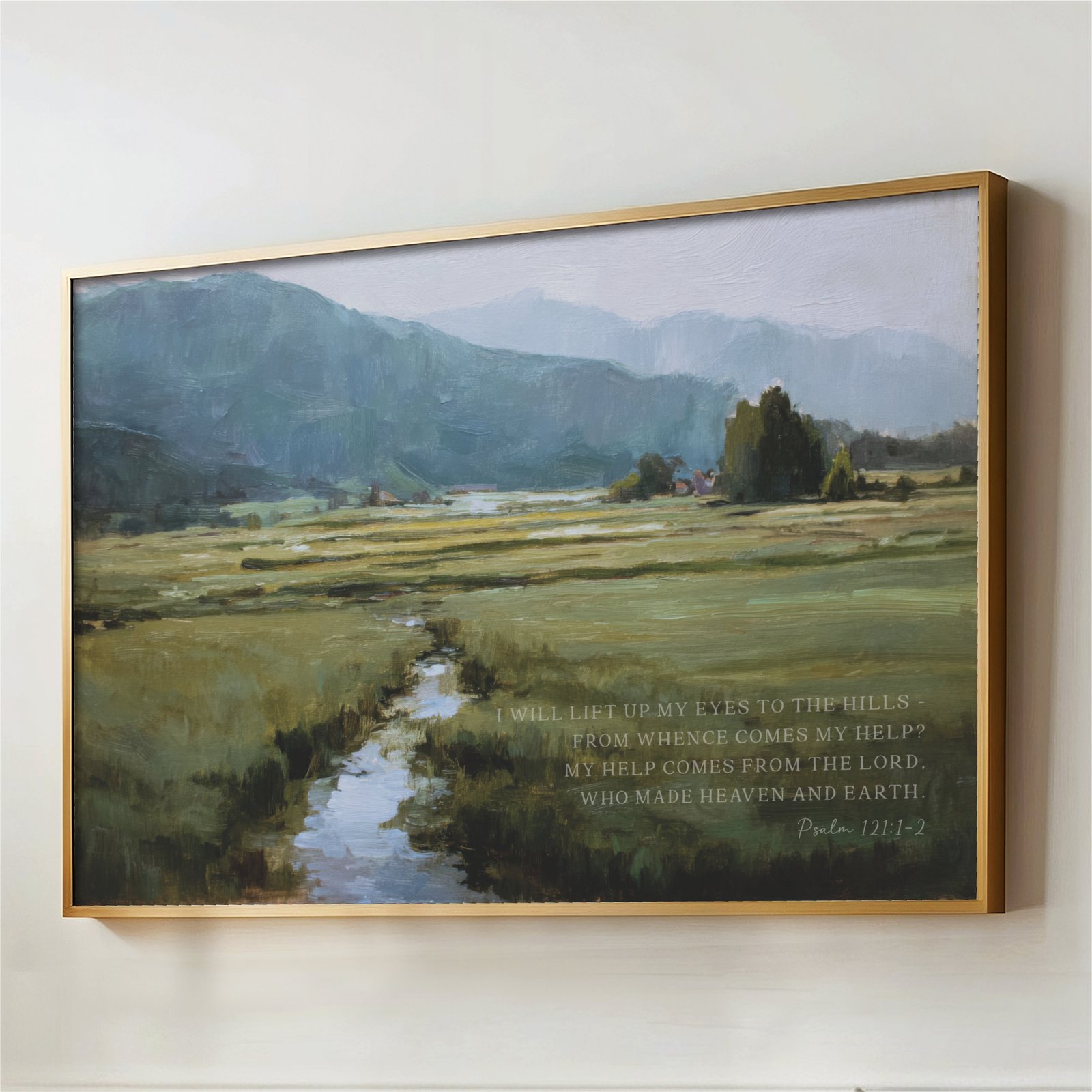 Psalm 121 Framed Art, Pasture Nature Scripture My Help Comes from the Lord - Image 2