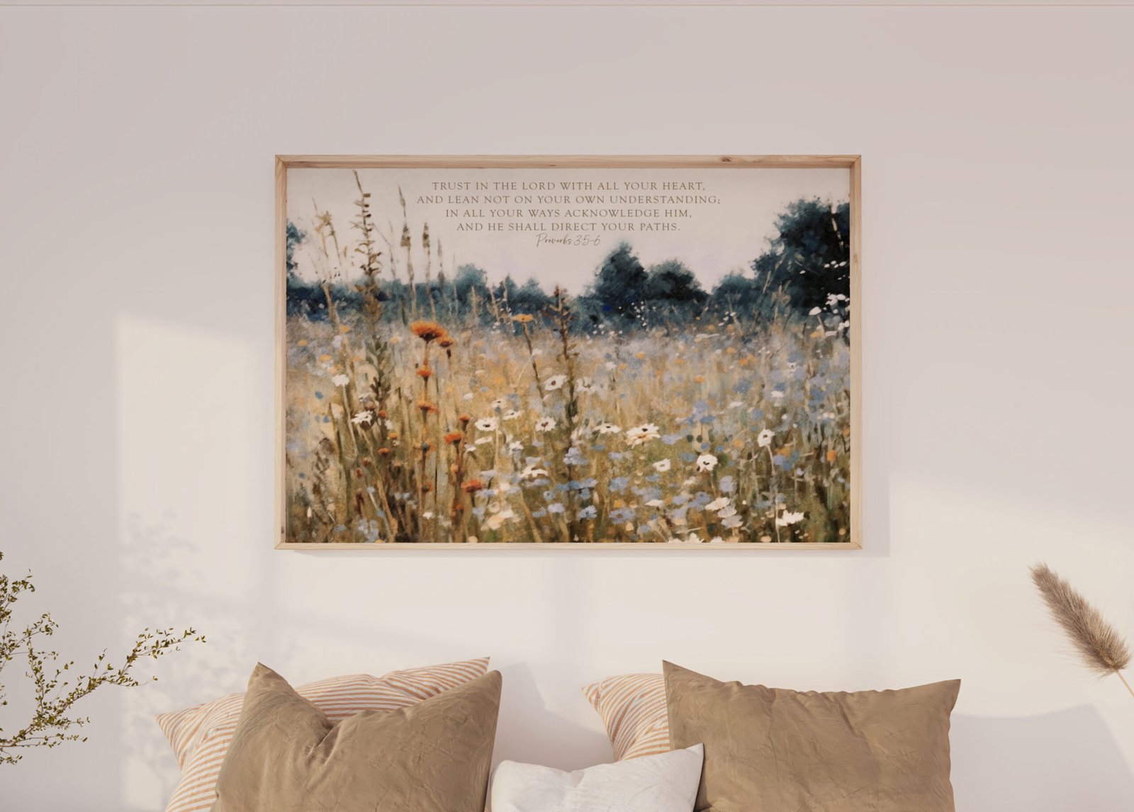 Trust in The Lord, Field of Wildflowers Wall Art, Christian Scripture Proverbs 3 5-6 - Image 5
