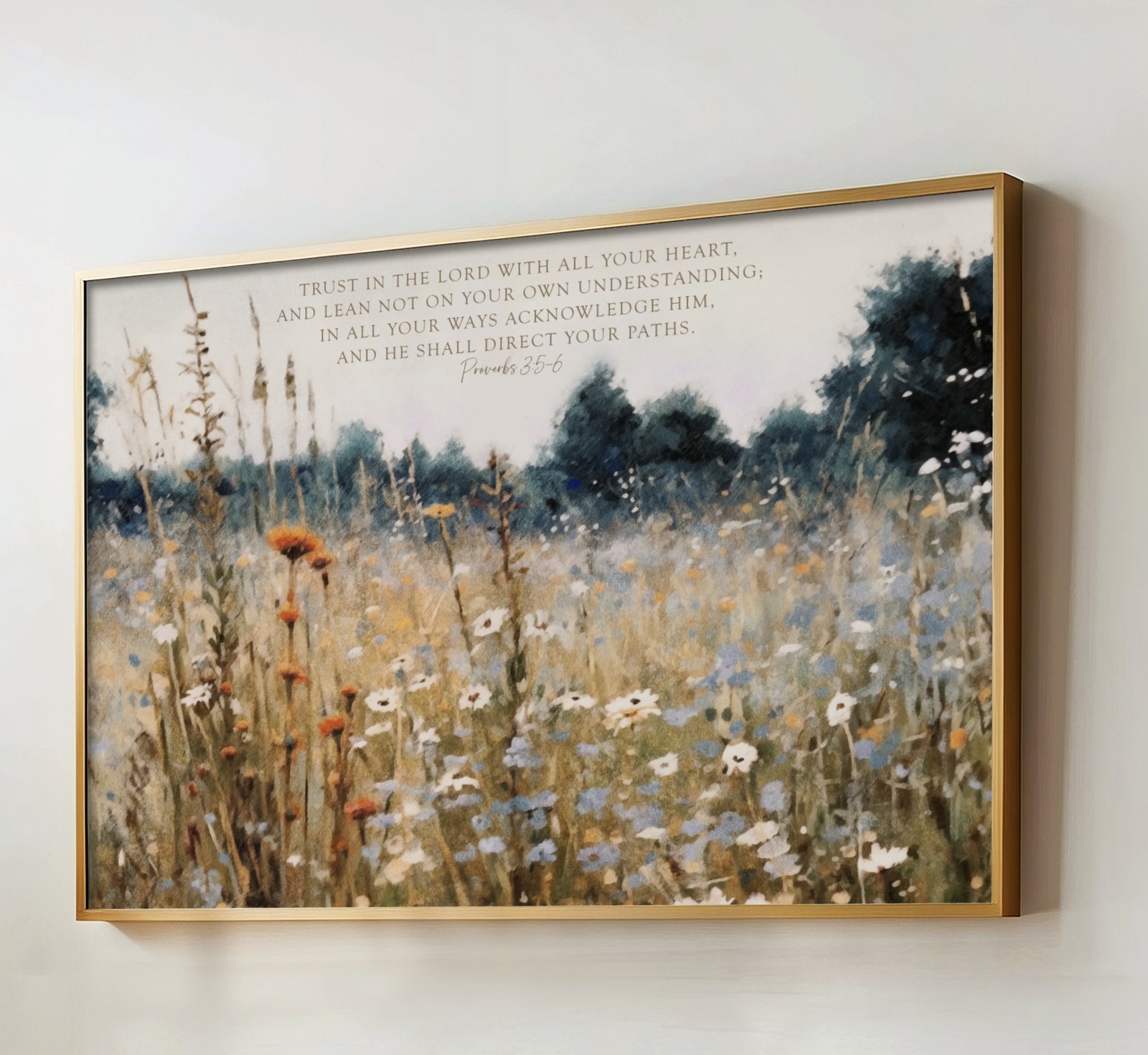Trust in The Lord, Field of Wildflowers Wall Art, Christian Scripture Proverbs 3 5-6 - Image 6