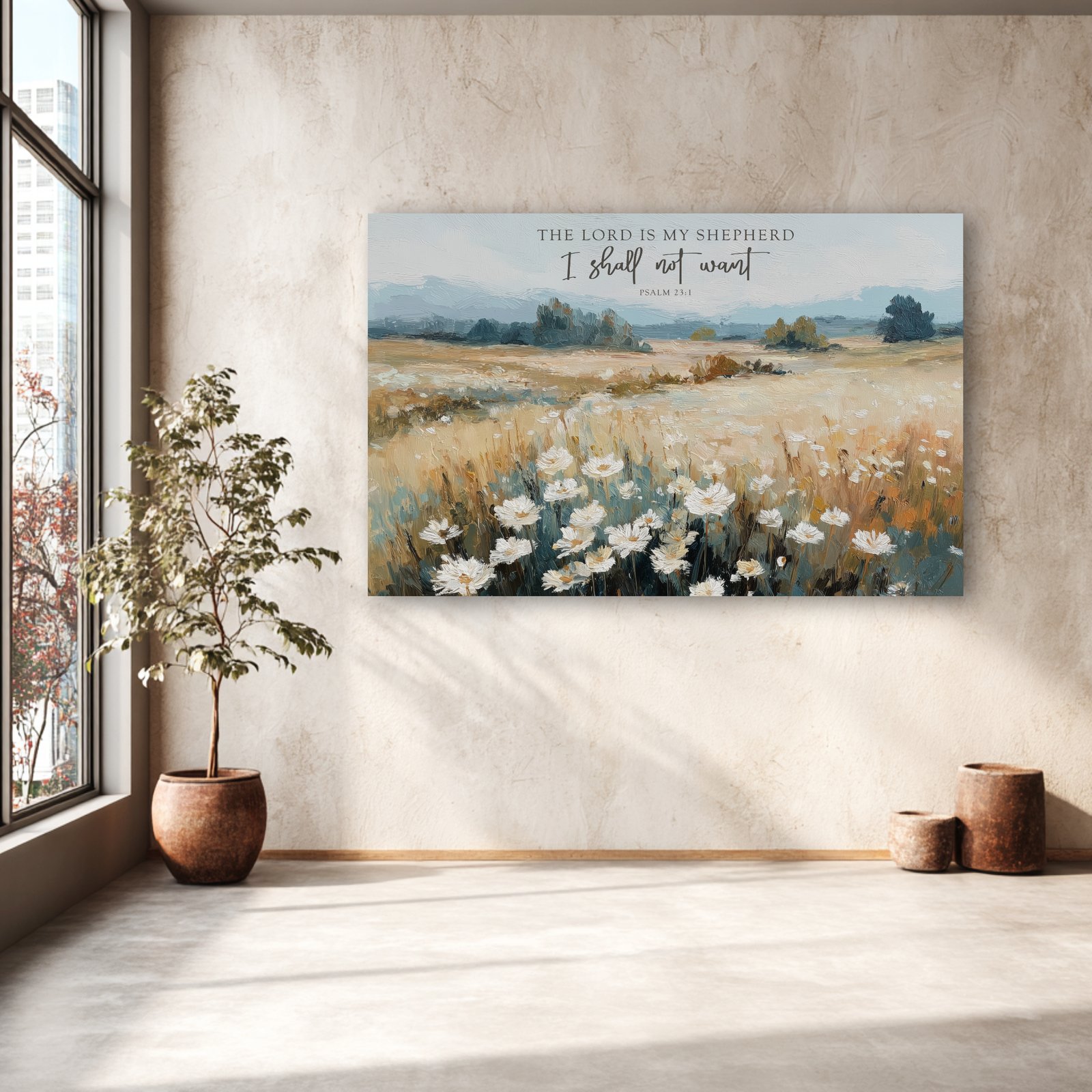The Lord is my Shepherd, Landscape Field of Wildflowers, Wall Art - Image 3