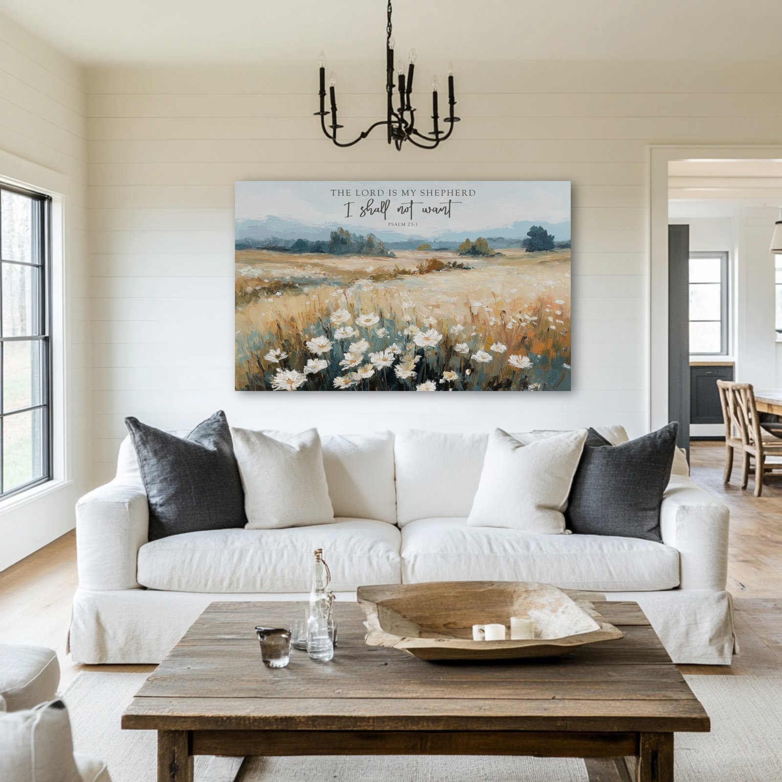 The Lord is my Shepherd, Landscape Field of Wildflowers, Wall Art - Image 4